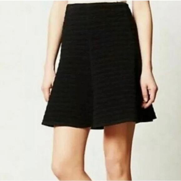 Anthropologie Maeve Black Cross Town Swing Textured Mini Skirt Size XS - Picture 1 of 6